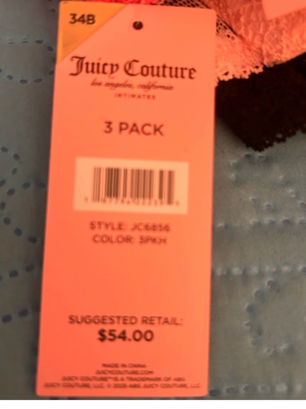 Juicy Couture Pink, Black & Cream Lace Push-Up Bra Set - Picture 3 of 3